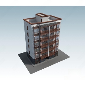 中式6层古建筑风格住房3D模型下载